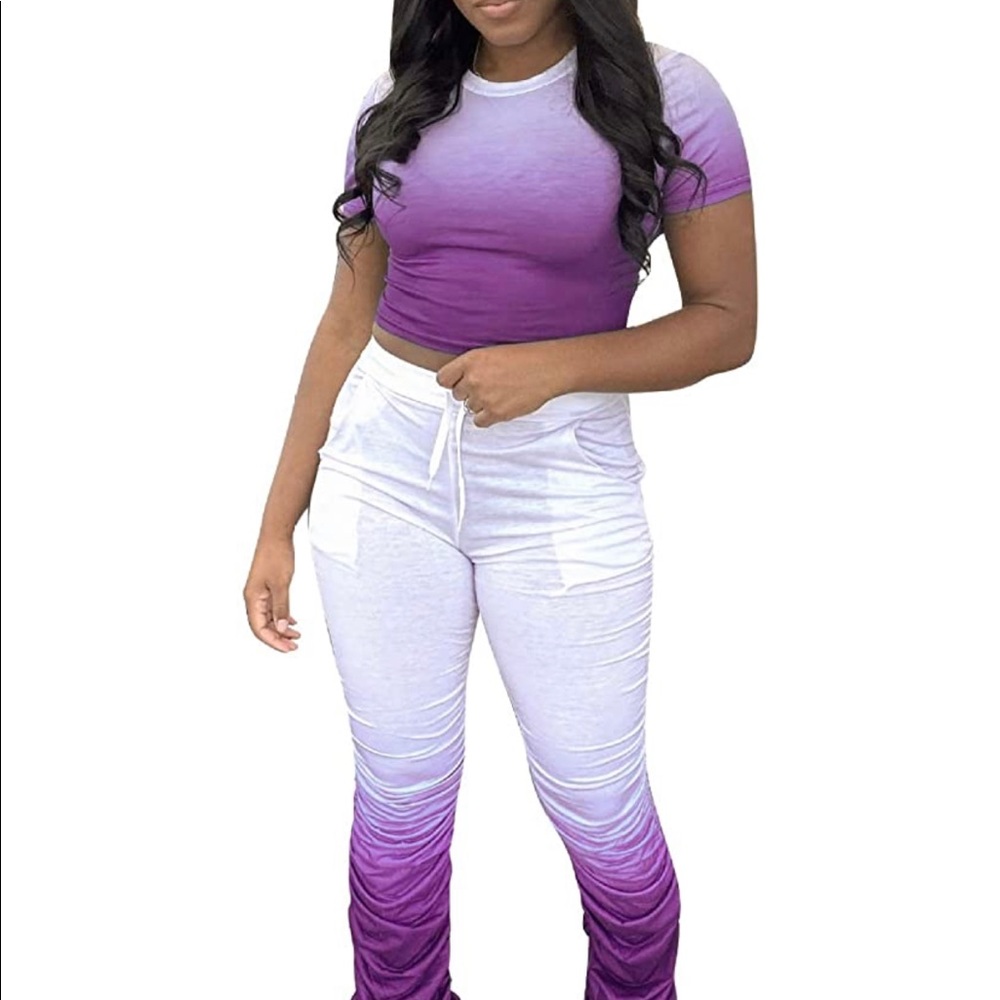2 piece scrunched  pants set